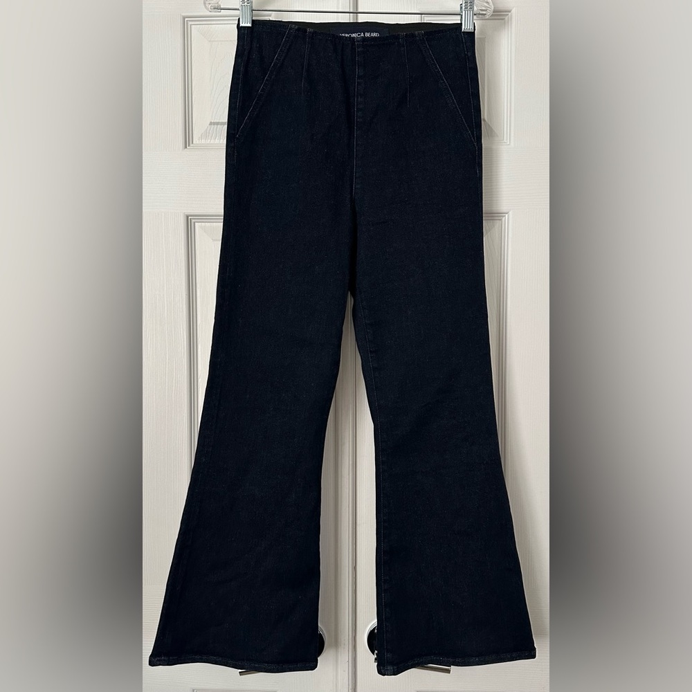 Veronica Beard Crosbie Wide Straight Leg Crop Jeans Oxford Wash High Rise size s